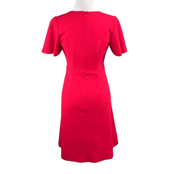 Maggy London Pink Twist Flutter Sleeve Surplice Fit & Flare Mini Dress 2 NWOT - Picture 4 of 13